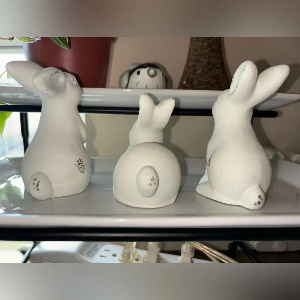 Set of 3 Target Cement Bunny Figures
